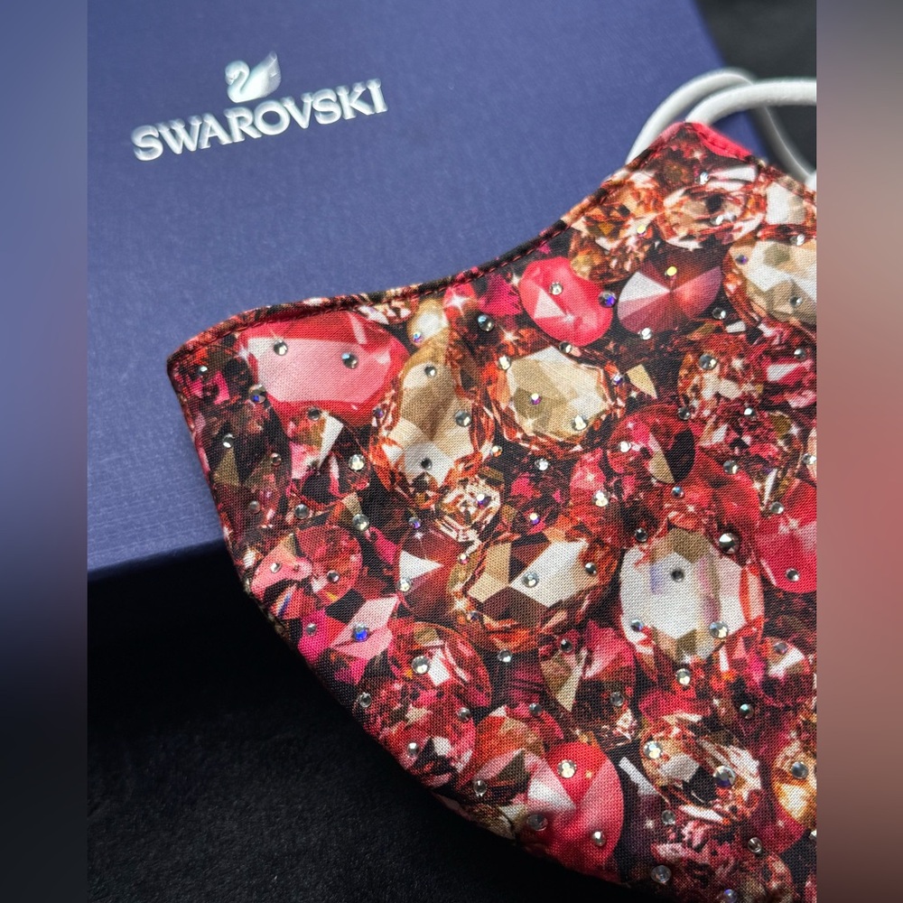 Swarovski Women's Sparkling Red and Gold Crystal Face Mask